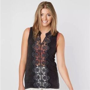 Gimmicks by BKE Black Crochet Detail Tank